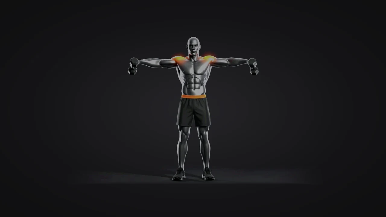 Demo still: dumbbell lateral raise.