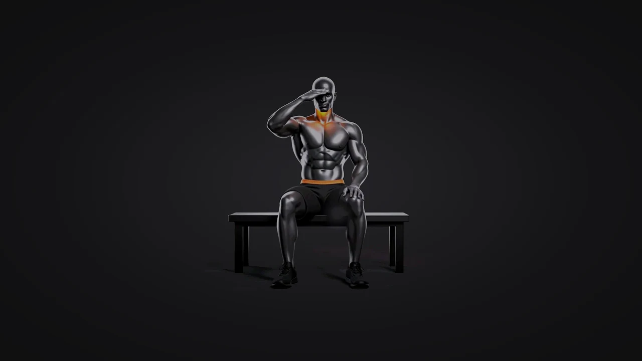 Demo still: neck hand hold.