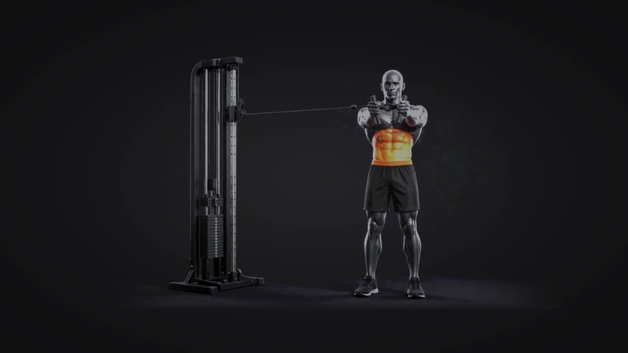 Demo still: cable Pallof press.